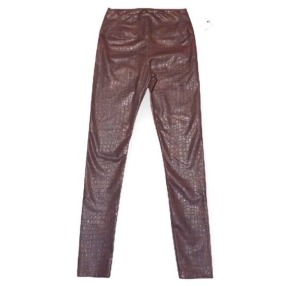 7 for all mankind brown high waist croco faux leather skinny leggings pants XS - Picture 2 of 11